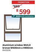 Leroy Merlin Ibuild aluminium window bronze w600mm x h900mm 81472230 offer