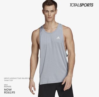Totalsports Men's adidas t365 silver grey tank top offer
