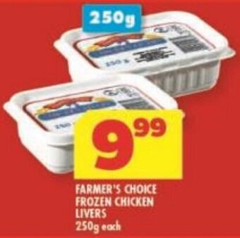 Usave FARMER'S CHOICE FROZEN CHICKEN LIVERS 250g each offer