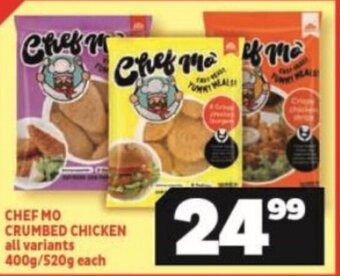 Usave CHEF MO CRUMBED CHICKEN all variants 400g/520g each offer