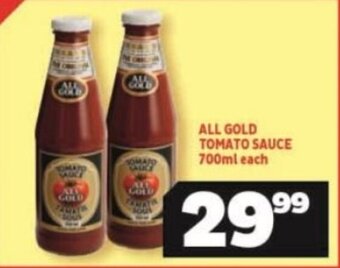 Usave ALL GOLD TOMATO SAUCE 700ml each offer