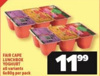 Usave FAIR CAPE LUNCHBOX YOGHURT all variants 6x80g per pack offer