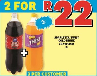 Usave SPARLETTA/TWIST COLD DRINK all variants 2L offer