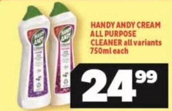 Usave HANDY ANDY CREAM ALL PURPOSE CLEANER all variants 750ml each offer