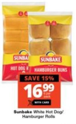 Checkers Sunbake White Hot Dog/ Hamburger Rolls offer