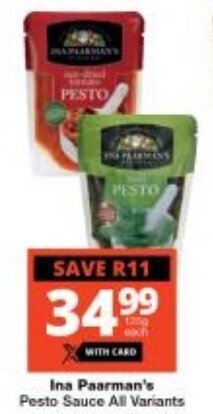 Checkers Ina Paarman's Pesto Sauce All Variants offer