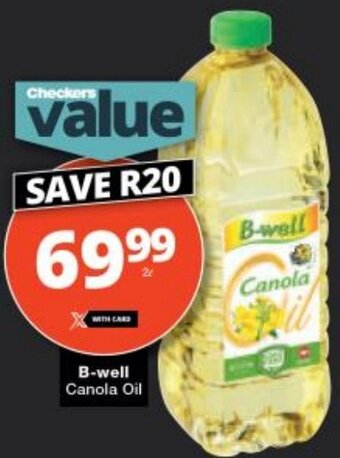 Checkers B-well Canola Oil offer