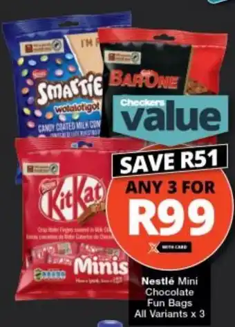 Checkers Nestlé Mini Chocolate Fun Bags All Variants x 3 offer