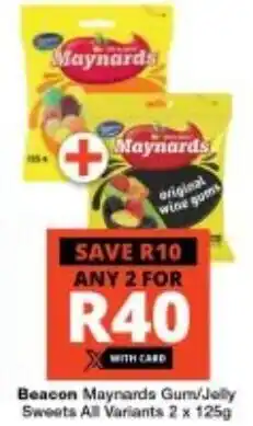 Checkers Beacon Maynards Gum/Jelly Sweets All Variants 2 x 125g offer