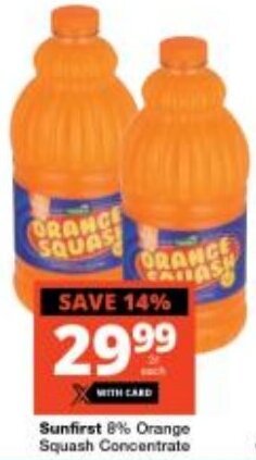 Checkers Sunfirst 8% Orange Squash Concentrate offer