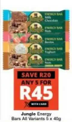 Checkers Jungle Energy Bars All Variants 6 x 40g offer