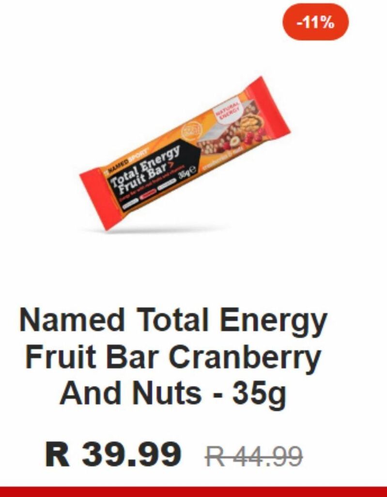 Named total energy fruit bar cranberry and nuts 35g offer at Cycle Lab