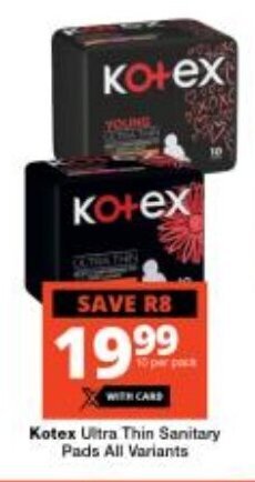 Checkers Kotex Ultra Thin Sanitary Pads All Variants offer