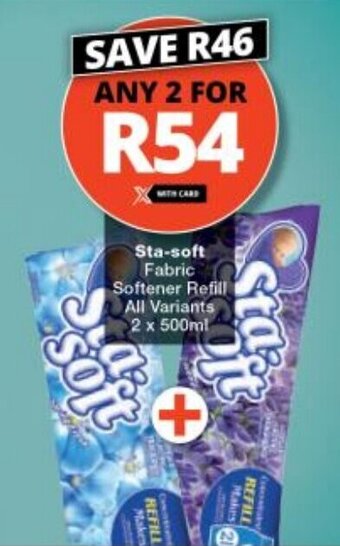 Checkers Sta-soft Fabric Softener Refill All Variants 2 x 500ml offer