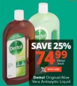 Checkers Dettol Original/Aloe Vera Antiseptic Liquid offer
