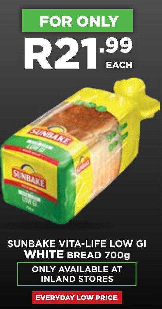 SUNBAKE VITALIFE LOW GI WHITE BREAD 700g offer at Fresh Stop