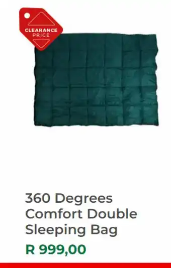 360 degrees comfort double sleeping bag offer at Outdoor Warehouse