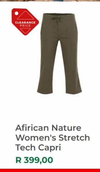 African nature women's stretch tech capri