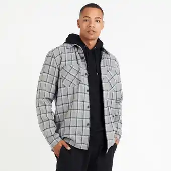 Markham Mkm grey brushed cotton check double pocket overshirt offer