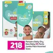 Game Pampers baby dry, new baby or pants jumbo pack (assorted sizes)-each offer