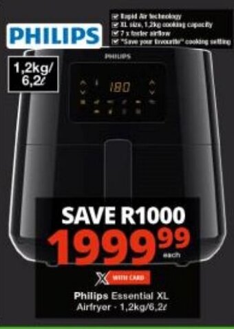 Checkers Philips Essential XL Airfryer - 1,2kg/6,2L offer