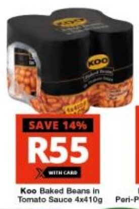 Checkers Koo Baked Beans in Tomato Sauce 4x410g offer