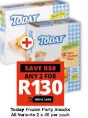 Checkers Today Frozen Party Snacks All Variants 2 x 40 per pack offer