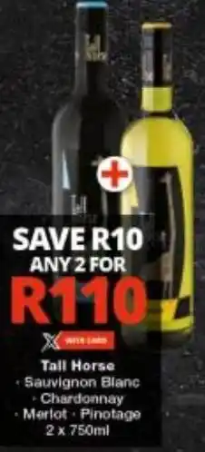 Checkers Tall Horse Sauvignon Blanc Chardonnay Merlot Pinotage 2 x 750ml offer