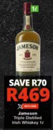 Checkers Jameson Triple Distilled Irish Whiskey 1L offer