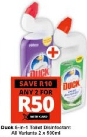 Checkers Duck 5-in-1 Toilet Disinfectant All Variants 2 x 500ml offer