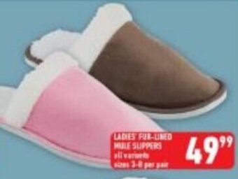 Shoprite Ladies' Fur-Lined Mule Slippers offer