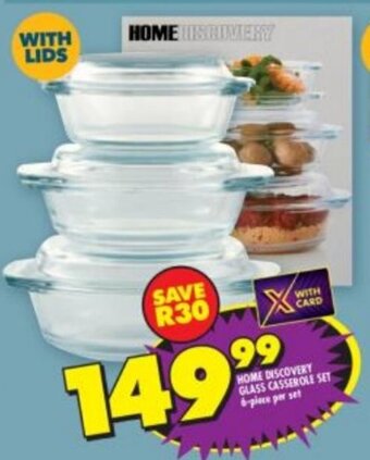 Shoprite HOME DISCOVERY GLASS CASSEROLE SET 6-piece per set offer