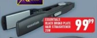 Shoprite ESSENTIALS BLACK BROAD PLATE HAIR STRAIGHTENER 25W offer