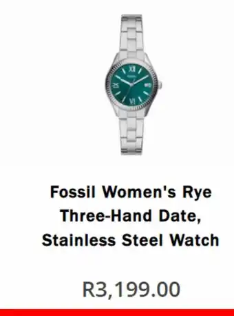 Watch Republic Fossil women's rye three-hand date, stainless steel watch offer
