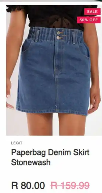 LEGiT Paperbag denim skirt stonewash offer
