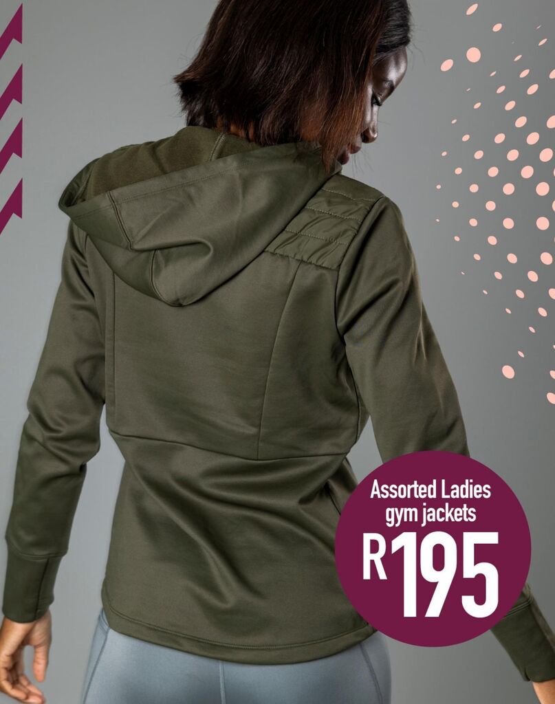 Assorted ladies gym jackets offer at JAM Clothing