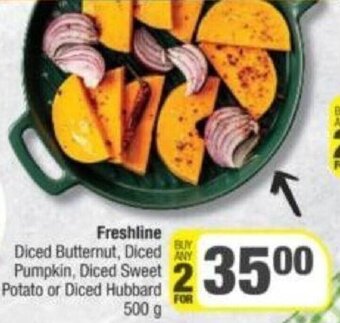 Spar Freshline Diced Butternut, Diced Pumpkin, Diced Sweet 2 Potato or Diced Hubbard FOR 500 g offer