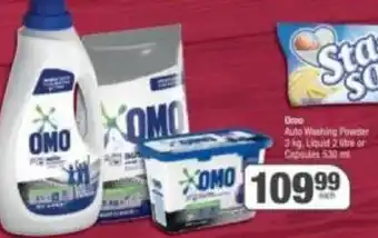 Spar Omo Auto Washing Powder 3kg. Liquid 2 litre or Capsules 530ml offer