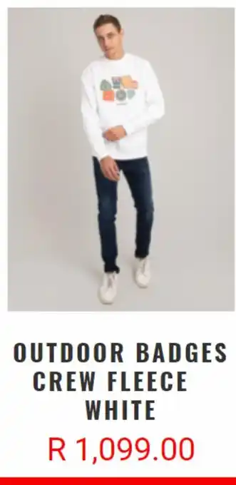 Outdoor badges crew fleece white