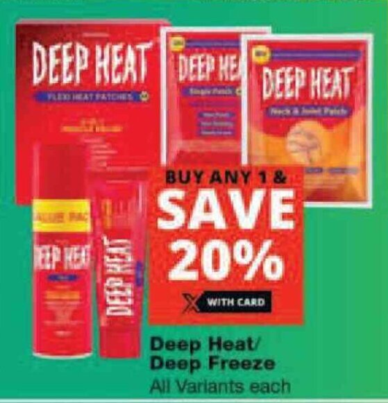 Deep Heat/ Deep Freeze All Variants each offer at Checkers