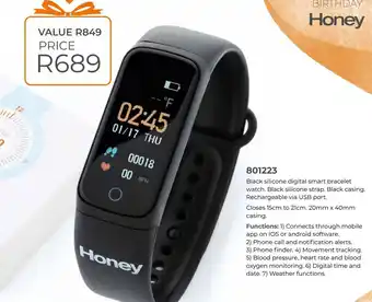 Honey Fashion Accessories Black silicone digital smart bracelet offer