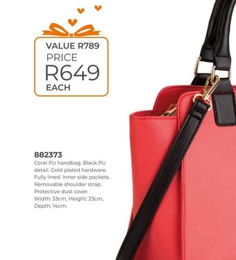Coral pu handbag