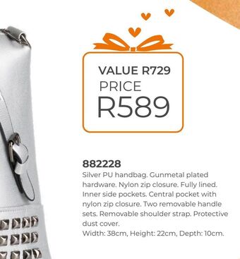 Honey Fashion Accessories Silver pu handbag. gunmetal plated hardware. offer