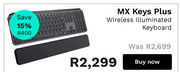 First Shop Logitech mx keys plus wireless illuminated keyboard offer