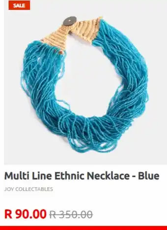 Multi line ethnic necklace blue