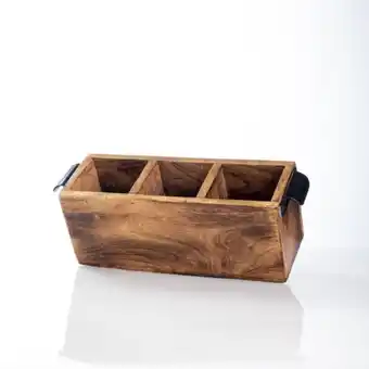 Whitehouse 3 division wooden caddy with metal handles offer