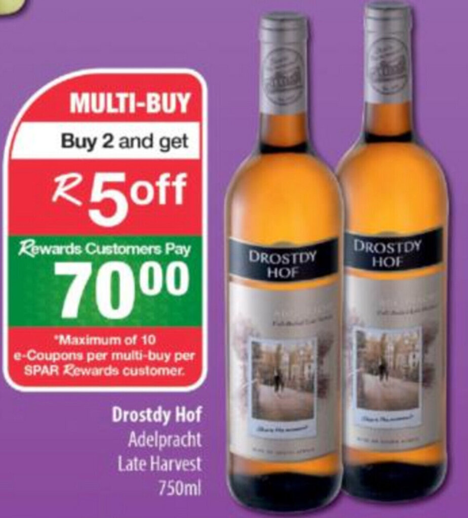 Drostdy Hof Adelpracht Late Harvest 750ml offer at Spar Tops