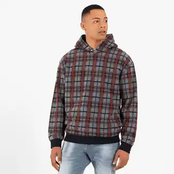 Mkm brown check polar fleece button hoody