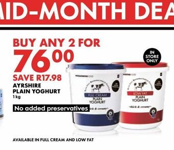 Woolworths Ayrshire plain yoghurt offer