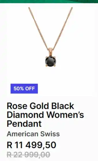 American Swiss Rose gold black diamond women's pendant offer